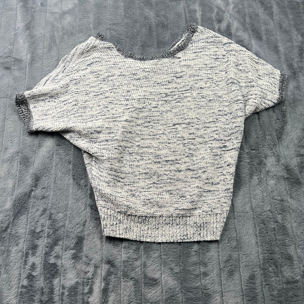 Banana Republic Womens Marled Knit Dolman Short Sleeve Sweater Navy White Small
